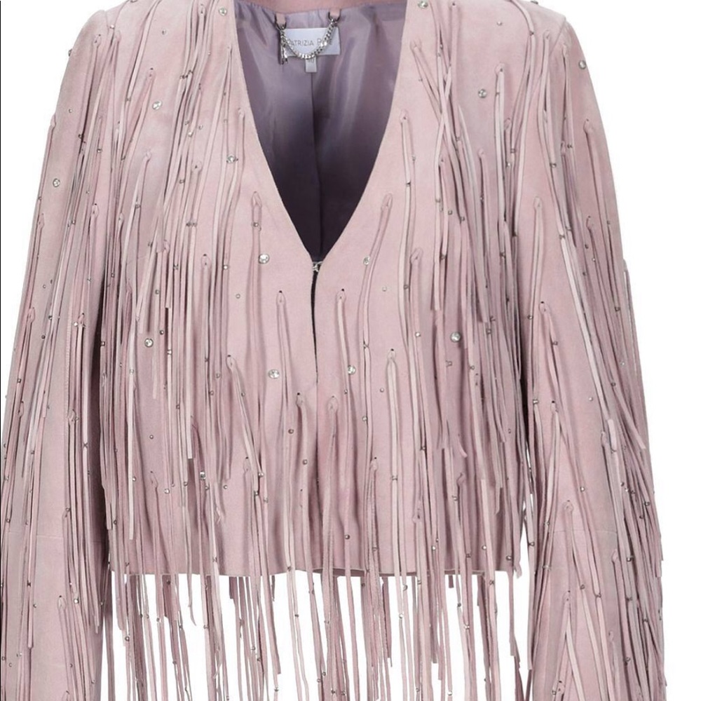 NWT suede fringe jacket rhinestones Patrizia Pepe
